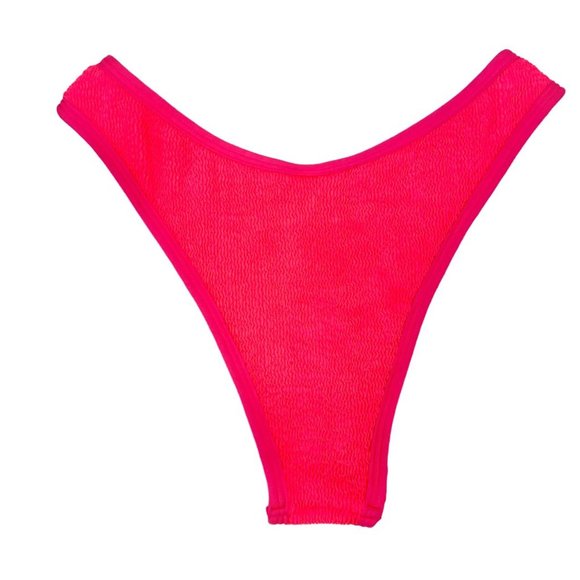 L*Space Whiplash Bikini Bottoms in Bright Pink V Dip High Cut - Size Small - Picture 2 of 4